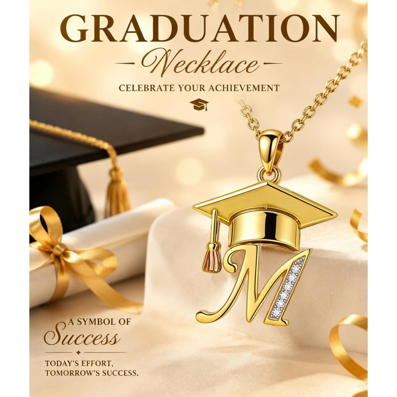 Initial  Graduation 14K Gold Plated Inspiring Grad Pendant Necklace Graduations Jewelry Gifts