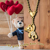 14K Yellow Gold Bear Pendant Necklace