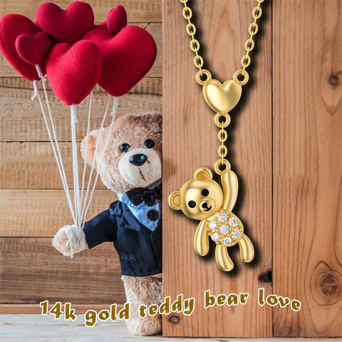 14K Yellow Gold Bear Pendant Necklace