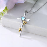 Sterling Silver Cross Moonstone Dragonfly Butterfly Bee Hummingbird Ladybug Pendant  Necklace for Women