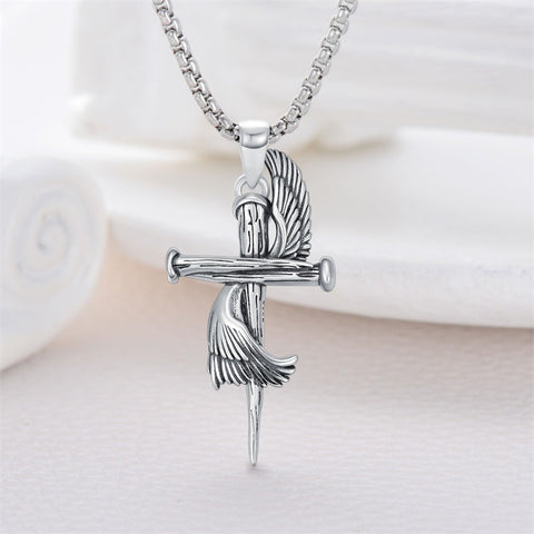 Sterling Silver 3 Nail Cross Pendant Necklace for Men