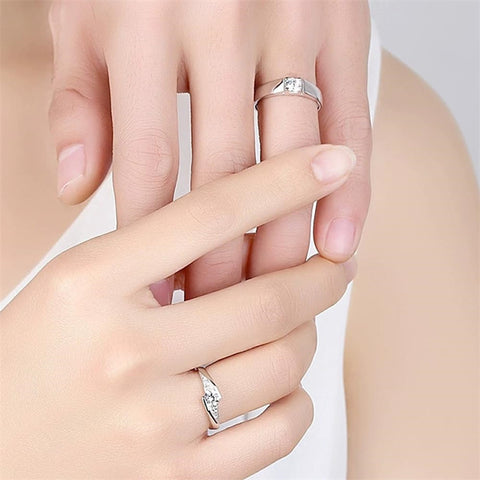 Copper Cubic Zirconia Cubic Adjustable Matching Couple Rings