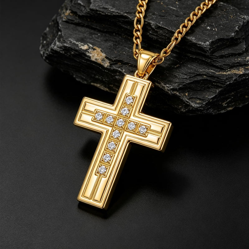 14K Gold  Plated Cross Necklace Simple Religious Jewelry Gift
