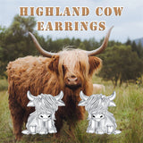 Sterling Sliver Highland Cow Stud  Dangle Earrings