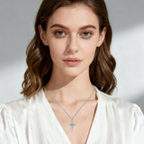 14K Gold Plated Turquoise Cross Pendant Necklace Western Jewelry for Women