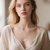 Sterling Silver Cross Pendant Necklace Christian Religious Jewelry Gifts for Anniversary