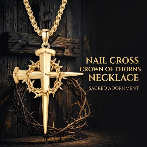 14K Gold Plated Cross Pendant Necklace for Men Religious Jewelry Christian Gift