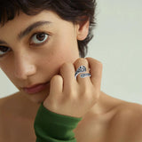 Sterling Silver Turquoise Hummingbird Butterfly Sunflower Adjustable Spoon Ring