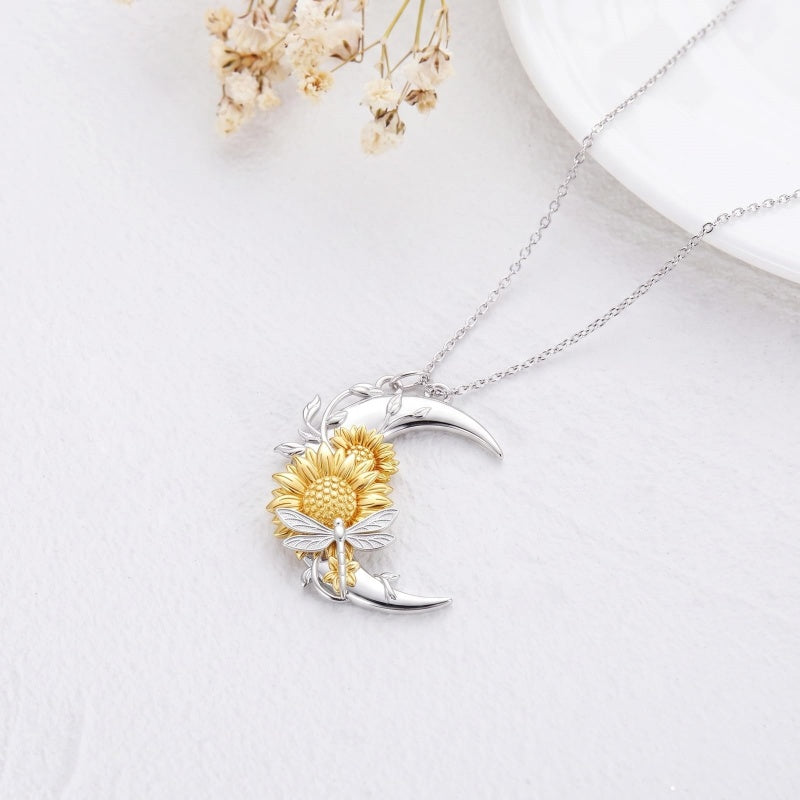 Sterling Silver Heart Bee Dragonfly Butterfly Hummingbird Sunflower Animal Pendant Necklace  Gifts for Christmas