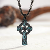 14K Gold Plated Turquoise Malachite Abalone Shell Cross Pendant Necklace for Men