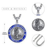 Sterling Silver Saint Michael Saint Christopher Amulet Pendant Necklace for Men