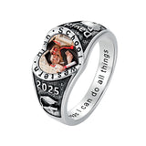 Sterling Silver Heart 10K 14K 18K Gold Personalized Photo High School College Graduation Ring