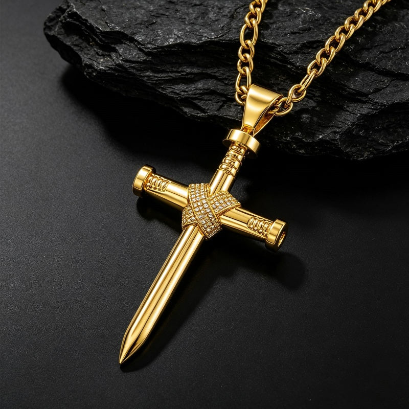 14K Gold  Plated Cross Necklace Simple Religious Jewelry Gift