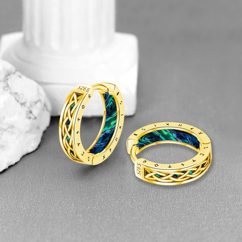 14K Gold Plated  Viking Hoop Earrings