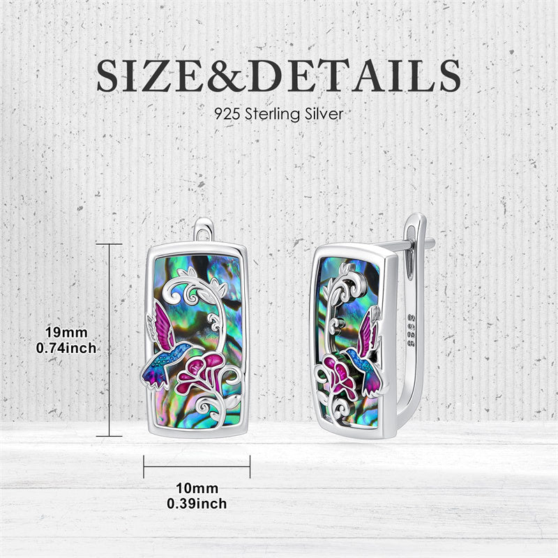 Sterling Silver Abalone Shell Mountain Cat Dog Fox Dragonfly Hummingbird Earring