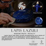 14K Gold Plated Turquoise Lapis Lazuli Cross Necklace for Men with Adjustable Chain