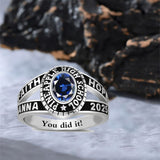 Sterling Silver Personalized Engraved& Birthstone Class Ring Graduation Ring