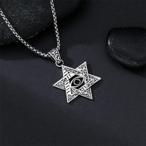 Sterling Silver Star of David Chai Cross Evil Eye Lion of Judah Menorah Tree of Life Protection Pendant Necklace
