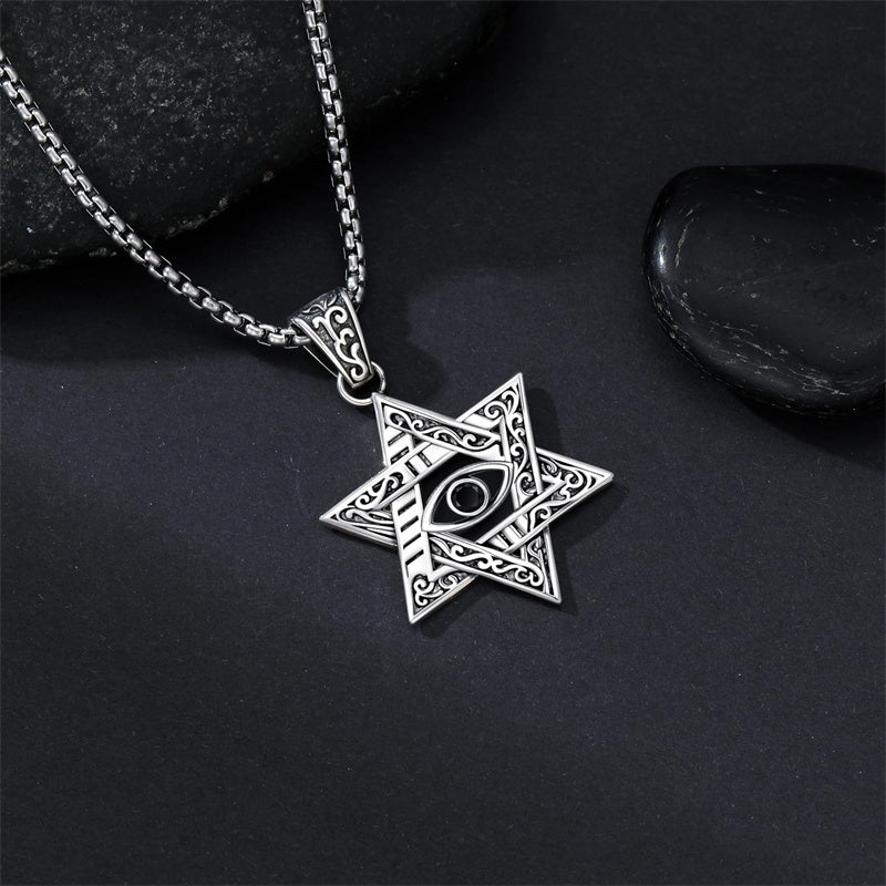 Sterling Silver Star of David Chai Cross Evil Eye Lion of Judah Menorah Tree of Life Protection Pendant Necklace