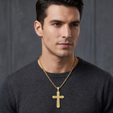 10K 14K 18K Gold Cross Pendant Necklace Religious Jewelry Gifts for Men and Women