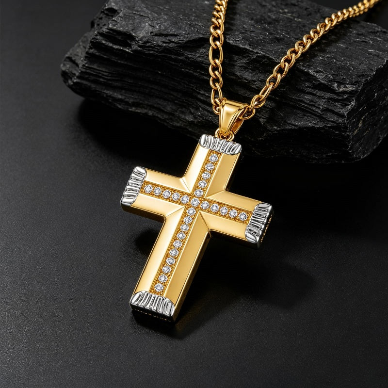14K Gold  Plated Cross Necklace Simple Religious Jewelry Gift