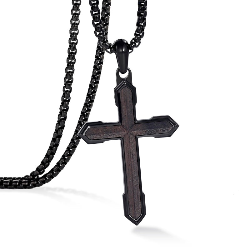 14K Gold Plated Wooden Cross Necklace  Christian Jewelry Gifts for Men