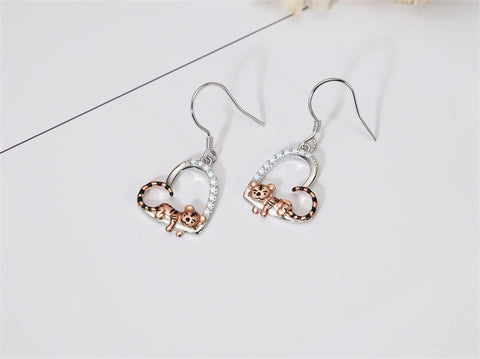 Sterling Silver Tiger Red Panda Elephant  Red Cardinal Dangle Earrings