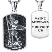 Catholic Patron Saint Dog Tag Necklace 925  Silver St Michael/St Christopher/Guadalupe/ Pendant Necklace with 2mm Rolo Chain