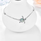 Sterling Silver Turtle Adjustable Beach Multi-layered  Anklet