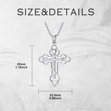 Sterling Silver Russian Eastern Orthodox Cross Pendant Necklace