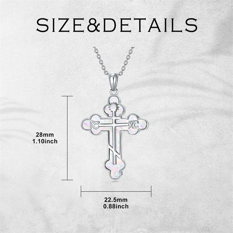 Sterling Silver Russian Eastern Orthodox Cross Pendant Necklace