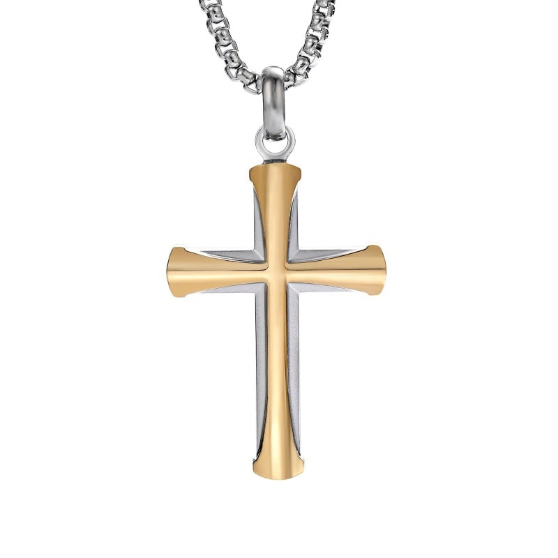14K Gold Plated Cross Necklace for Men with Adjustable Chain Jewelry Gift for Him