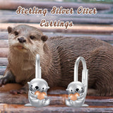 Sterling Silver Elephant Otter Leverback Earrings