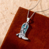 Sterling Silver Cowboy Boot Cowgirl Pendant Necklace