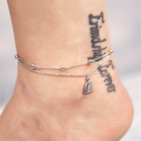 Sterling Silver Multi-layered Animal Anklet