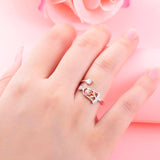 Beauty and the Beast Rose Ring Birthstone Rings for Women925  Silver Adjustable Rose Rings Jewelry Gifts for Women