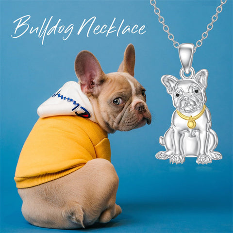 Sterling Silver Bulldog Pendant Necklace