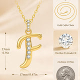 Cubic Zircon 14K Gold Plated Initial Letter A-Z Pendant Necklace
