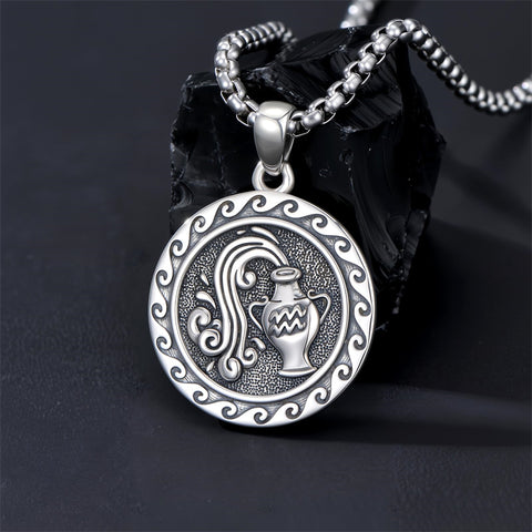 Sterling Silver 12 Zodiac Astrology Horoscope Pendant Necklace