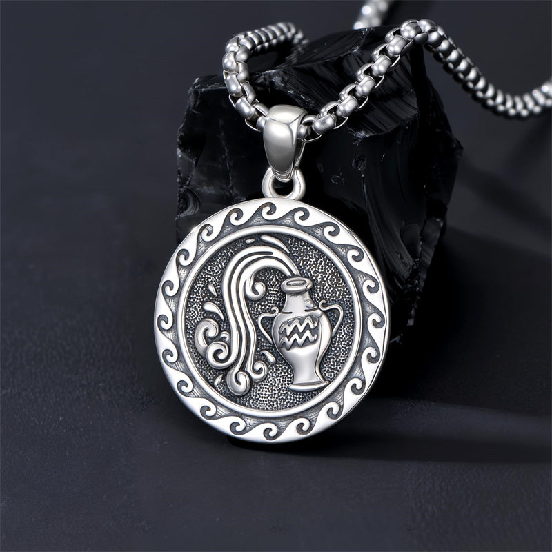 Sterling Silver 12 Zodiac Astrology Horoscope Pendant Necklace
