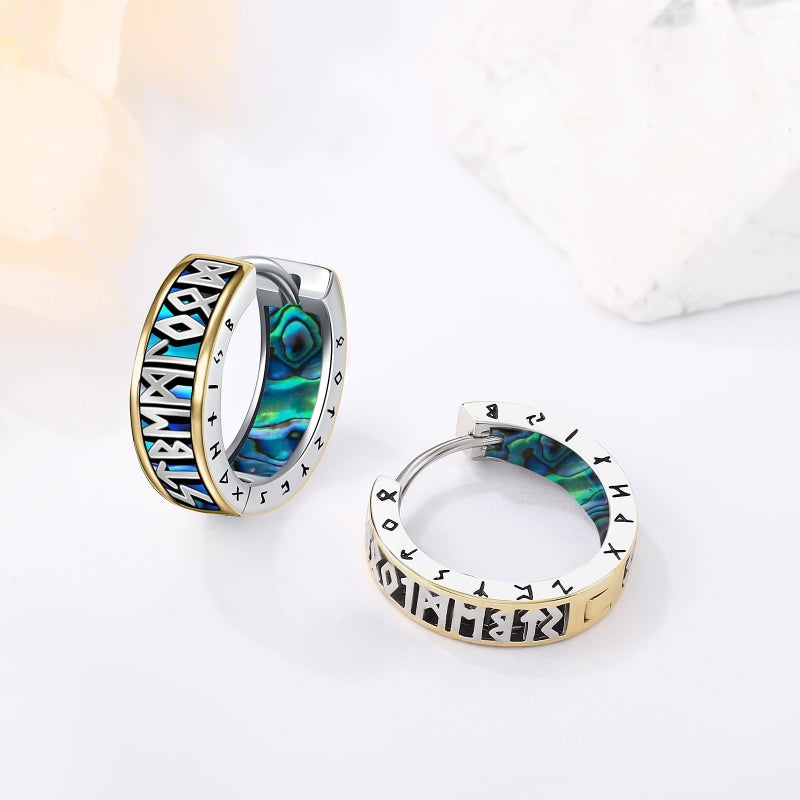 14K Gold Plated  Viking Hoop Earrings