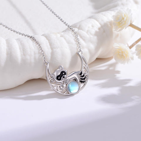 Sterling Silver Moonstone Celtic Knot Raccoon Otter Pig Dolphin Cow Pendant Necklace Birthday Mother's Day Gift