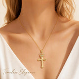 14K Gold Plated Cross Pendant Necklace for Women Religious Jewelry