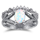 Sterling Silver Moss Agate Moonstone Branch Engagement Wedding Promise Ring  for Her