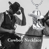 Sterling Silver Cowboy Boot Cowgirl Pendant Necklace