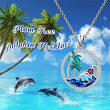 Sterling Silver Birthstone Dolphin Pendant Necklace