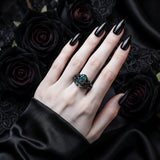 Sterling Silver 10K  14K  18K  Gold Personalized Engraved Black Opal Engagement Wedding Promise Ring for Her