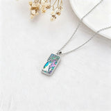 Sterling Silver Abalone Shell Tarot Card Pendant Necklace Gifts for Birthday Halloween Anniversary Valentine’s Day