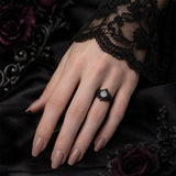 Sterling Silver 10K 14K 18K Gold Moissanite Gothic Black  Engagement Wedding Ring  for Women