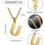 Initial Pendant Necklace 14K Gold Plated with Cuban Chain